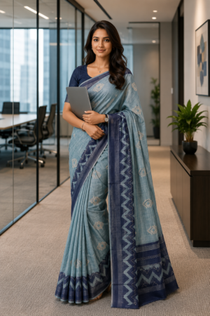 The Morning Brief | Charcoal Cotton Blend | S For Saree