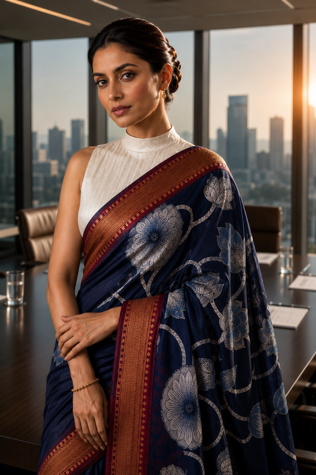 The Navy Decree | Block Printed Silk Cotton | S For Saree